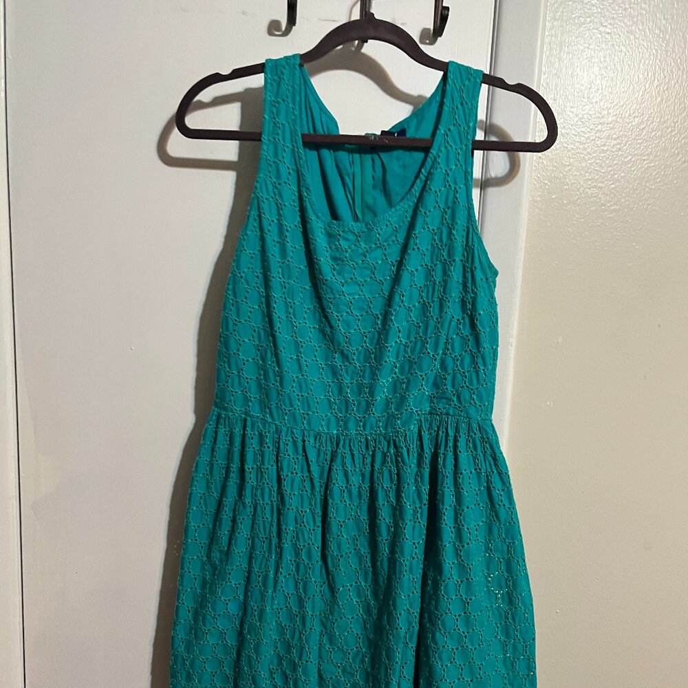 OLD NAVY EYELET TEAL COLOR DRESS SZ 10